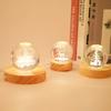 8cm Battery Operated Round Wooden WarmLight Dispaly Base Stand Holder able LED Night Lamp Base Crystal Glass Resin Art Ornaments