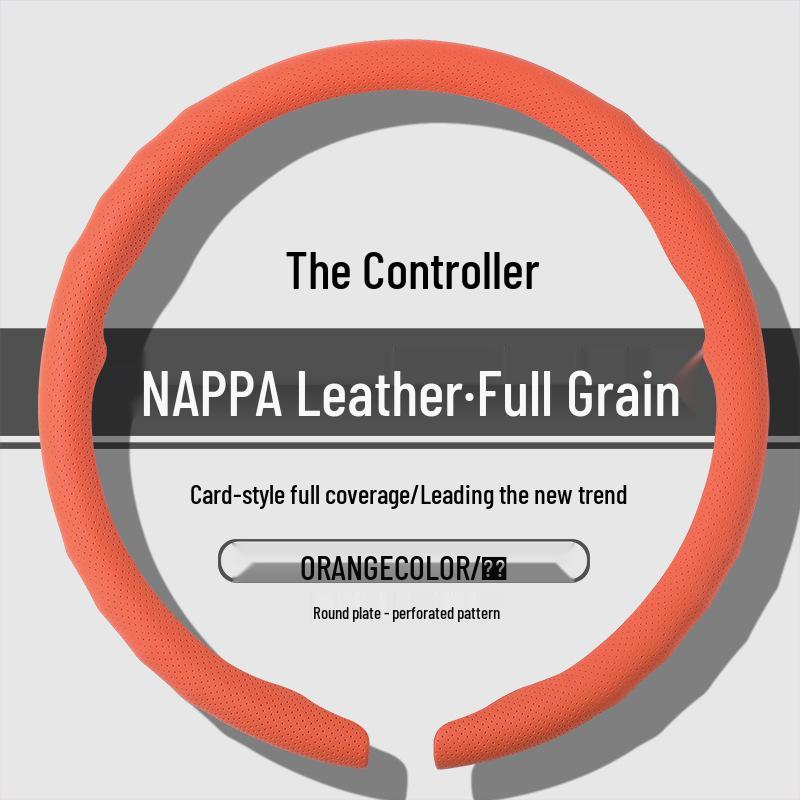Premium Nappa Leather Steering Wheel Cover - Anti-Slip, Breathable, Ultra-Thin, All-Season