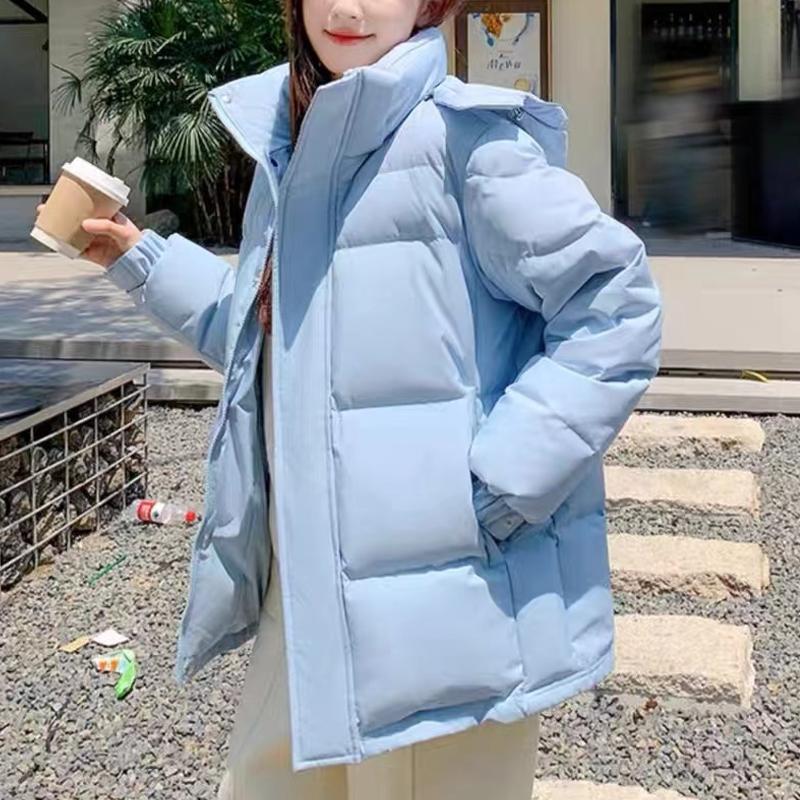 Daunenjacke mit Kapuze, Bonbonfarben, für den Winter, kurz, neue Mode, weiße Entendaunen, Übergröße