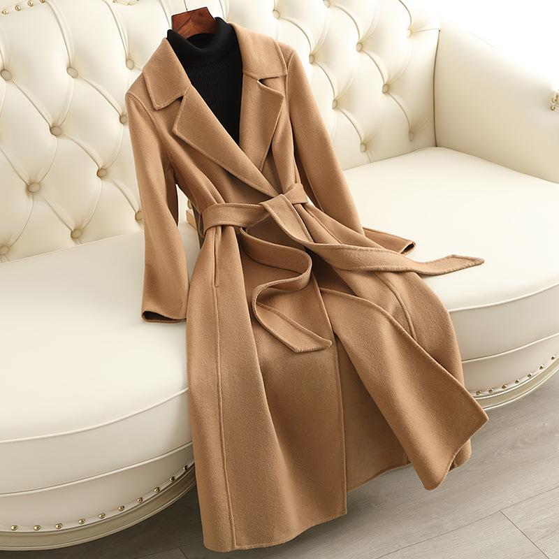 Double-sided cashmere coat women's medium and long autumn and winter new knee-slim and thin shoulder woolen coat