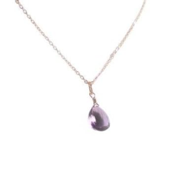 Bebe Lapin Large Amethyst Pendant Necklace with 14K Gold-Filled Chain, February Birthstone (Gift Boxed)