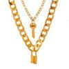 Multi Layer Lover Lock Pendant Choker Necklaces Steampunk Padlock The Chain Necklaces Collier Best Couple Jewelry Present GiftFashion Pendant