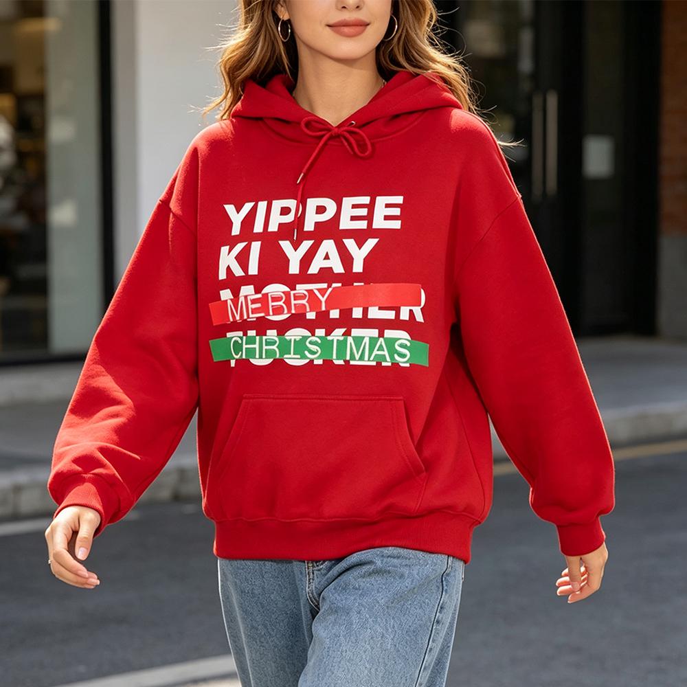 YIPPEE KI YAY Veselé Vánoce Parodie na Smrtonosnou past Černá mikina s kapucí Pohodlná Osobnost Unisex Pánské Sportovní oblečení