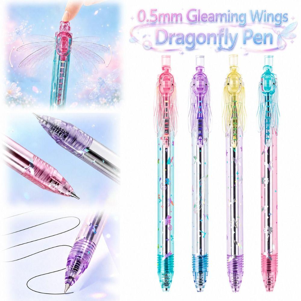 0.5mm Dragonfly Pen with Moving Wings with Two Pen Refills Black Ink Pens Stationery Supplies