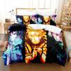 Uzumaki Naruto Bedding Set Quilt Cover Sasuke Cartoon Anime Bed Bedroom Duvet Cover Beddings Suit Children Boys Birthday Gi