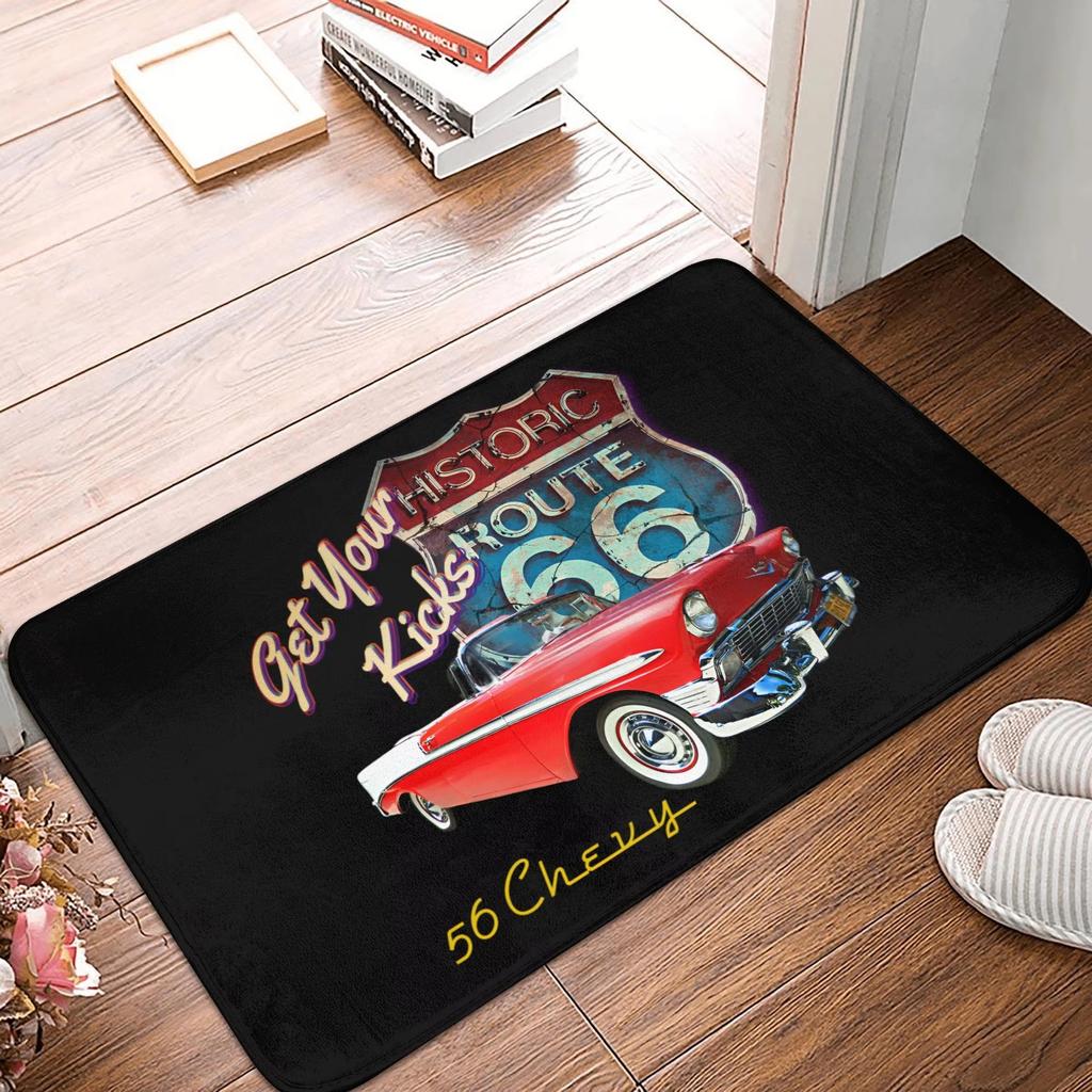 Route 66 Front Door Mat Anti-Slip Outdoor Americas Highway Doormat Kitchen Balcony Entrance Rug Carpet Historic Route 66