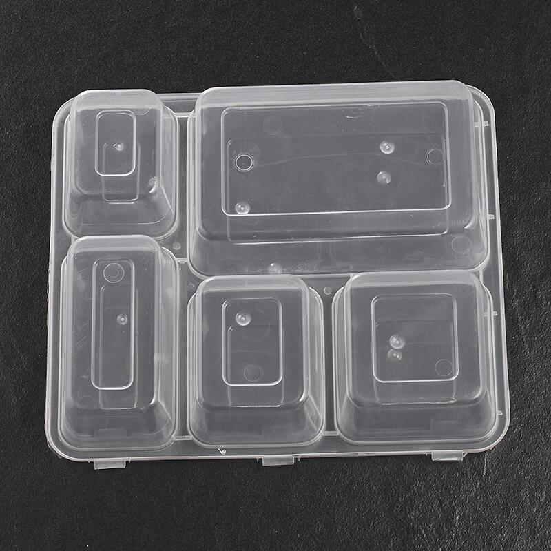 Disposable 5-Compartment Takeaway Food Container with Lid