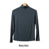 Women's Black Half-High Collar Long-Sleeve Shirt - Korean Style, 2025 Spring/Autumn