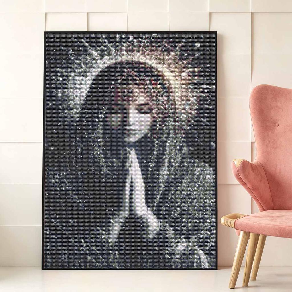 Prayer DIY Diamond Art Painting Kit with Shiny Resin Diamonds for Adults Relaxing Craft Wall Decor and Handmade Gift Idea Set Decor