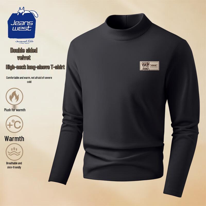 Jeanswest Men s Rock Bear Thermal High-Neck Long Sleeve Tee XL