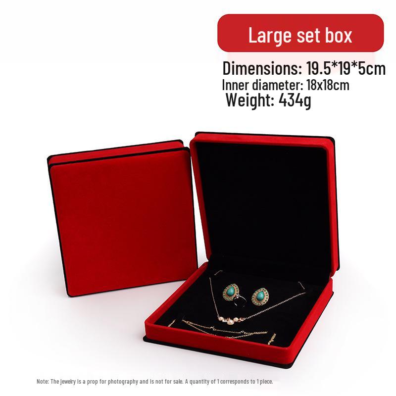 Roter Samt Schmuckschatulle Set: Ring, Anhänger, Armband, Halskette Aufbewahrungs- und Geschenkbox