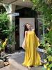 Seaside Resort Yellow Backless Spaghetti Strap A-line Summer Dress for Women