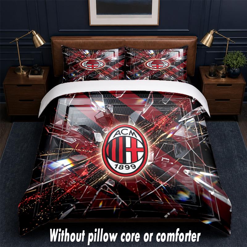 AC Mailand Design Bett Bettwäsche Set 1 Bettbezug + 2 Kissenbezüge Weich Atmungsaktiv Haushalt Bettwäsche