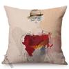 Fashion Woman Portrait Throw Pillow Case Pink Water Color Hand Painted Abstract Girl Decoration Square Cushion Cover Almofadas