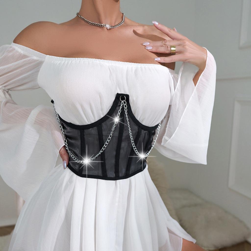 Mesh Splicing Chain Sexy Underwear Wrapped Chest Waist Slim Sexy Inner Wear
