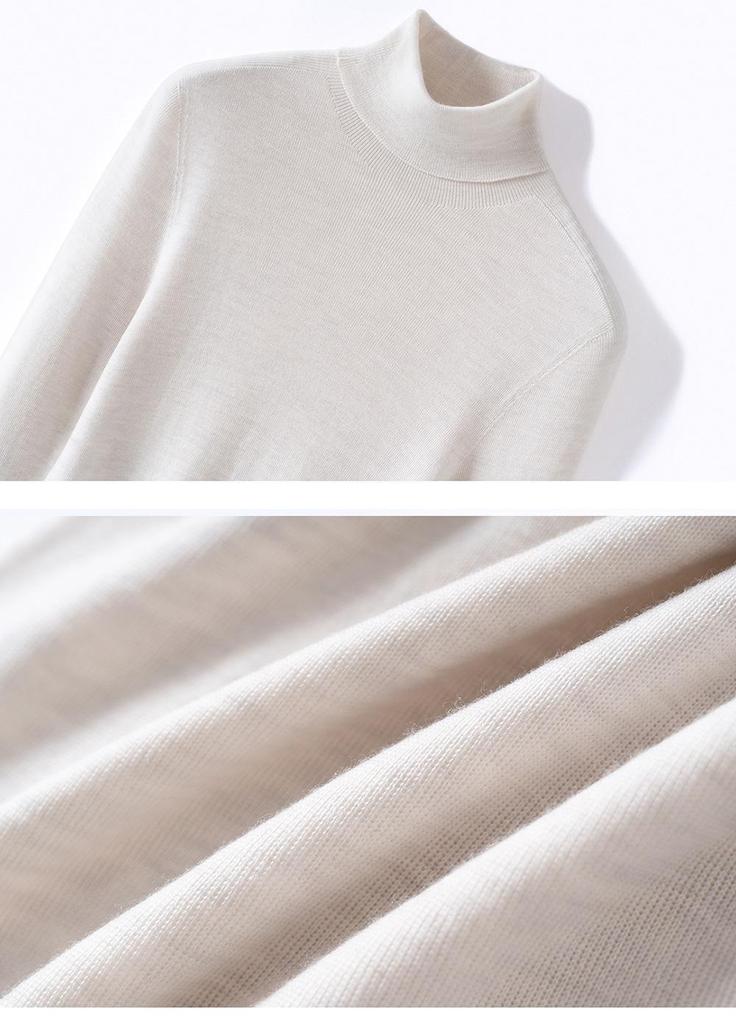 Women's Slim-Fit Long-Sleeve Wool Turtleneck Sweater for Autumn/Winter