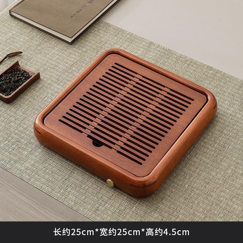 Rosewood Solid Wood Tea Tray for Desk, Office Integrated Water Storage & Drainage Tray, Tabletop Tea Ceremony Drip Plate
