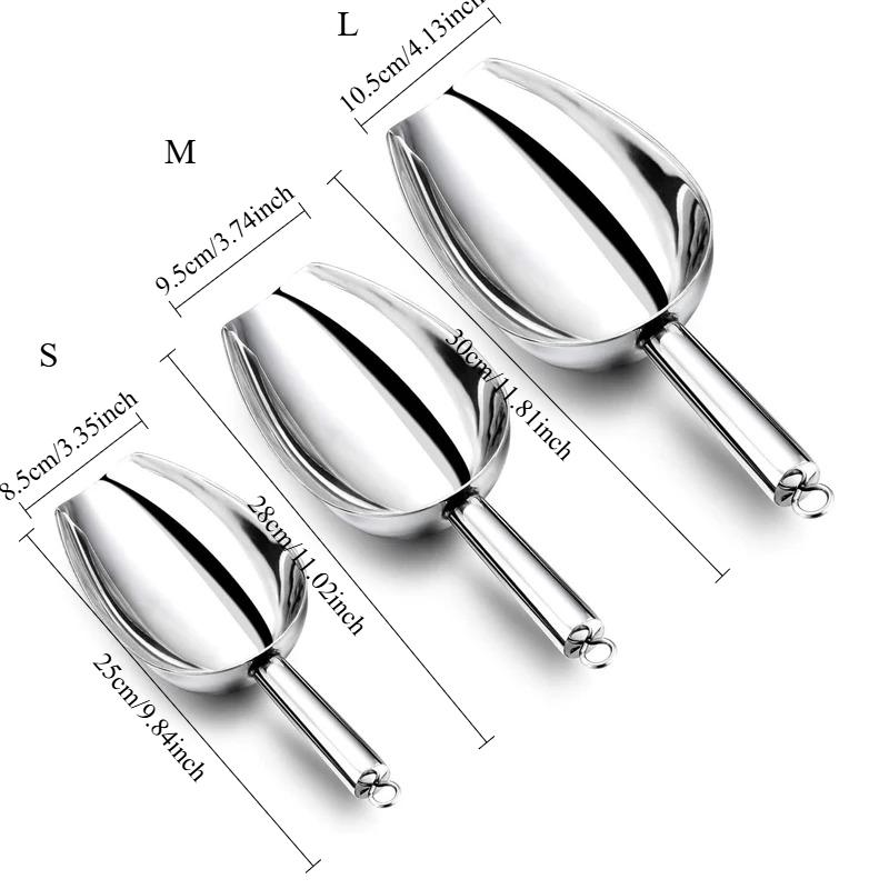 Stainless Steel Ice Shovel Multifunctional Ice Flour Sugar Scoop with Ounce Ice Scooper for Ice Maker Bar Kitchen Tool