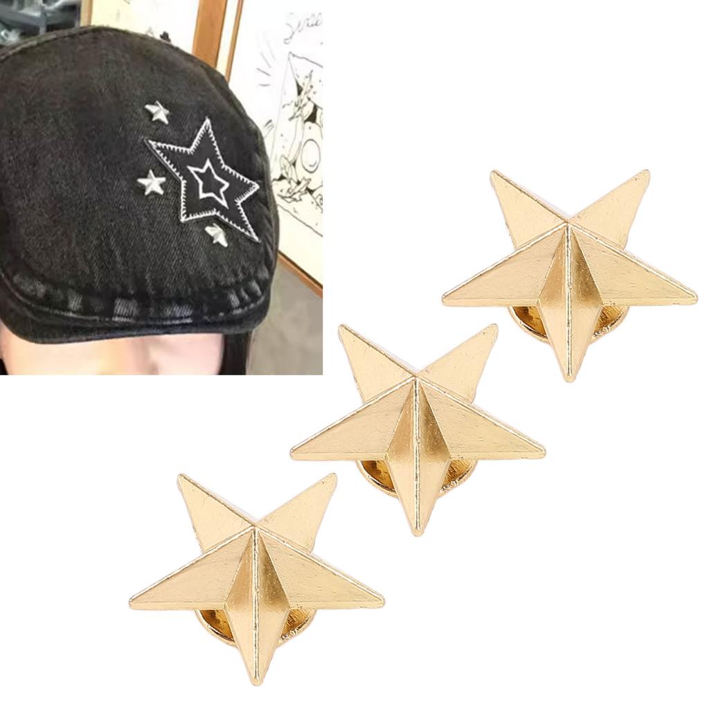 50 Set 5 Pointed Star Rivets Alloy 16mm Star Studs with 4mm Slot Screws for Lthercraft Clothing Hat
