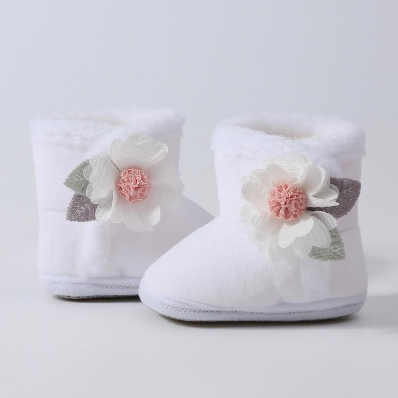 Kleinkind Baby Mädchen Baumwollgepolsterte Schuhe Weichsohlige Warme Stiefel Blumendekor