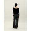 Anggae Ribbed Scoop Neck Pullover Black