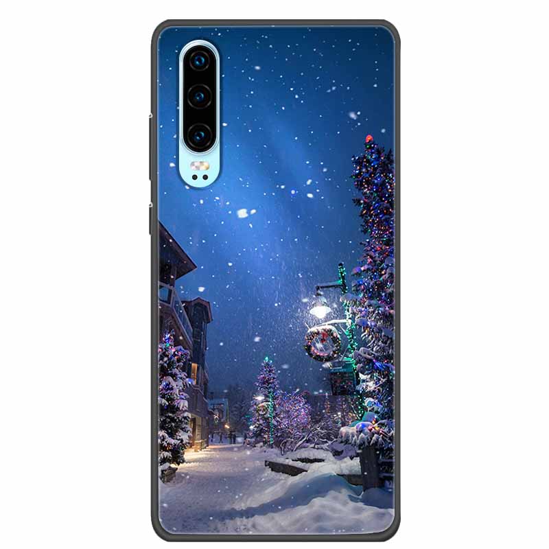 Christmas Phone Cases For Huawei P30 Pro P30 lite Case Black Silicone TPU Soft Cover For Huawei P30 Pro Santa Claus Bumper Funda