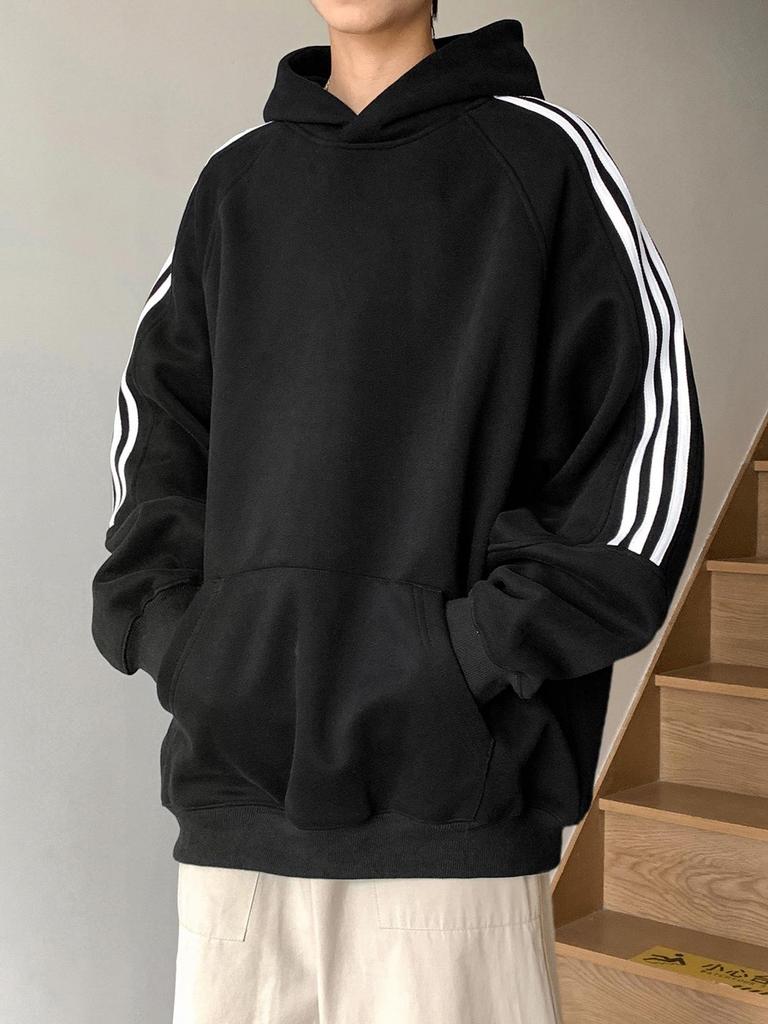 Men's Oversized Three Stripes Hoodie: Trendy Autumn Casual Wear