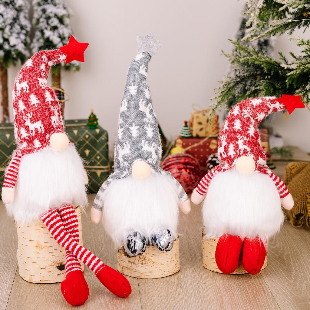 Entzückende Weihnachtsdekoration Plüsch-Wicht stehend Rentier-Design Rote Graue Farben