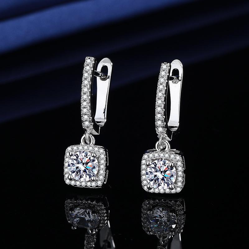 2026 Inlaid Zircon Earrings Women's Diamond-set Fashion Round Square Bag Flower Ear Buckle Earrings