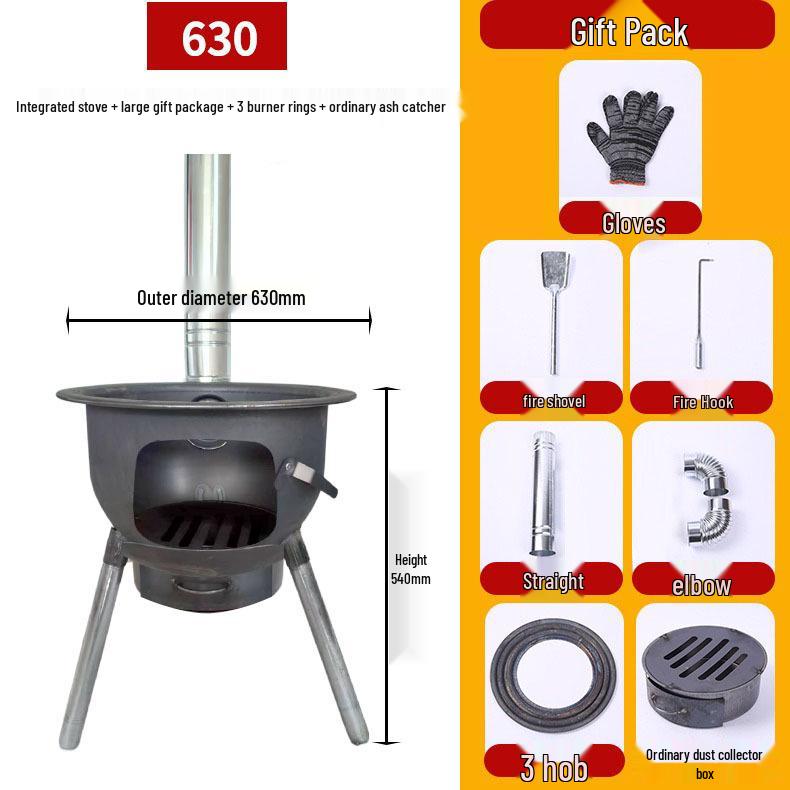 Portable Outdoor Firewood Stove with Threaded Round Legs - New Model