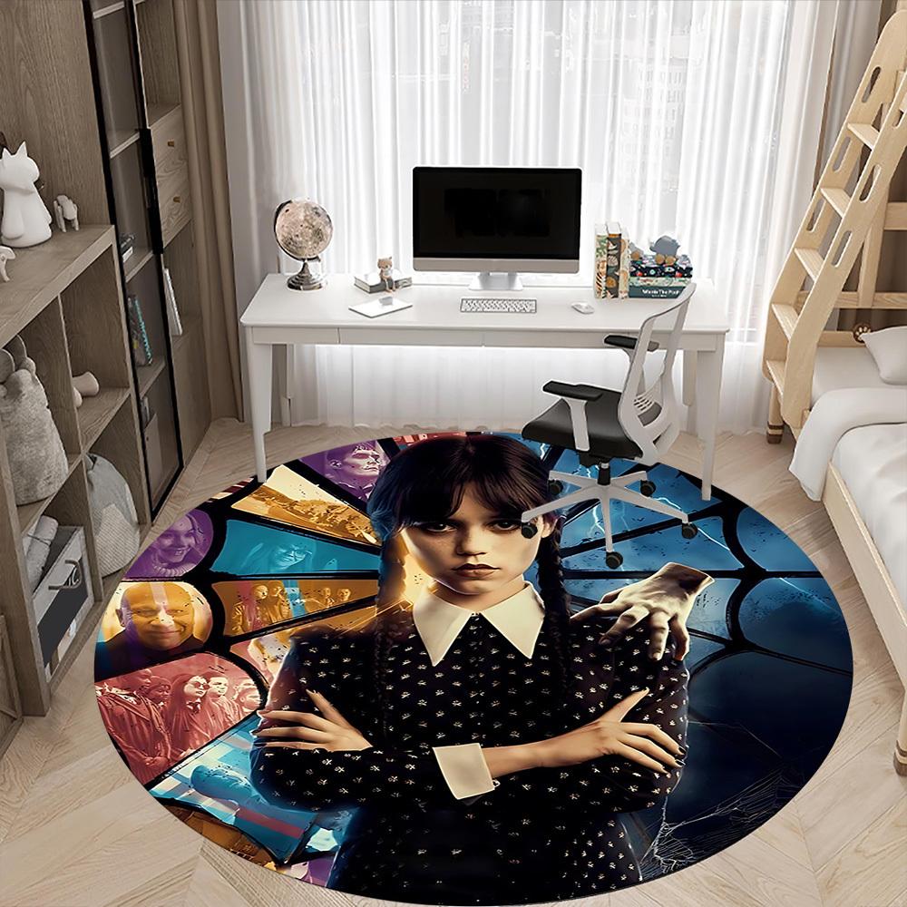 1pc Wednesday Office Round Area Rug, Indoor Mat Suitable For Office, Under Office Chairs Bedroom Living Room Home Decor, Room Deco