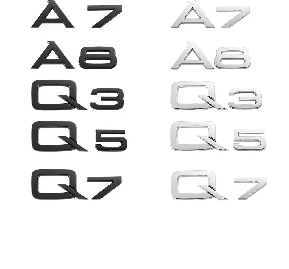 2026 Hot 3D Letters Numbers Emblem for Audi A3 A4 A5 A6 A7 A8 Q2 Q3 Q5 Q7 Car Trunk Lid Nameplate Badge Logo Sticker Chrome Glossy Black