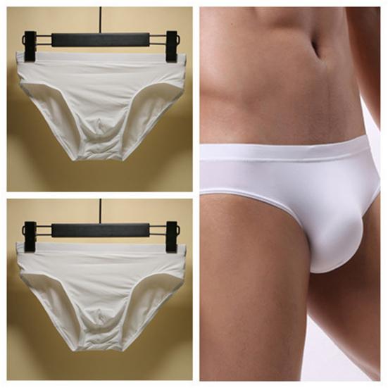U Convex Solid Color Breathable Man Briefs Ice Silk Low-Waist Male Underwear for Inside Wear
