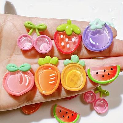 [Vibrant Resin Accessories] 10/20pcs Vibrant Fruit Shaped Resin Accessories | Mixed Fruit DIY Decorations with Watermelon, Straw