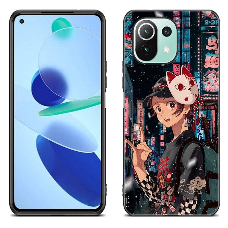 Anime Demon Slayer tanjiro Case For Xiaomi Mi 11 Lite NE 11i 10T 11T Pro A2 A3 Lite POCO F3 M3 M4 C31 X3 Pro NFC GT Black Cover