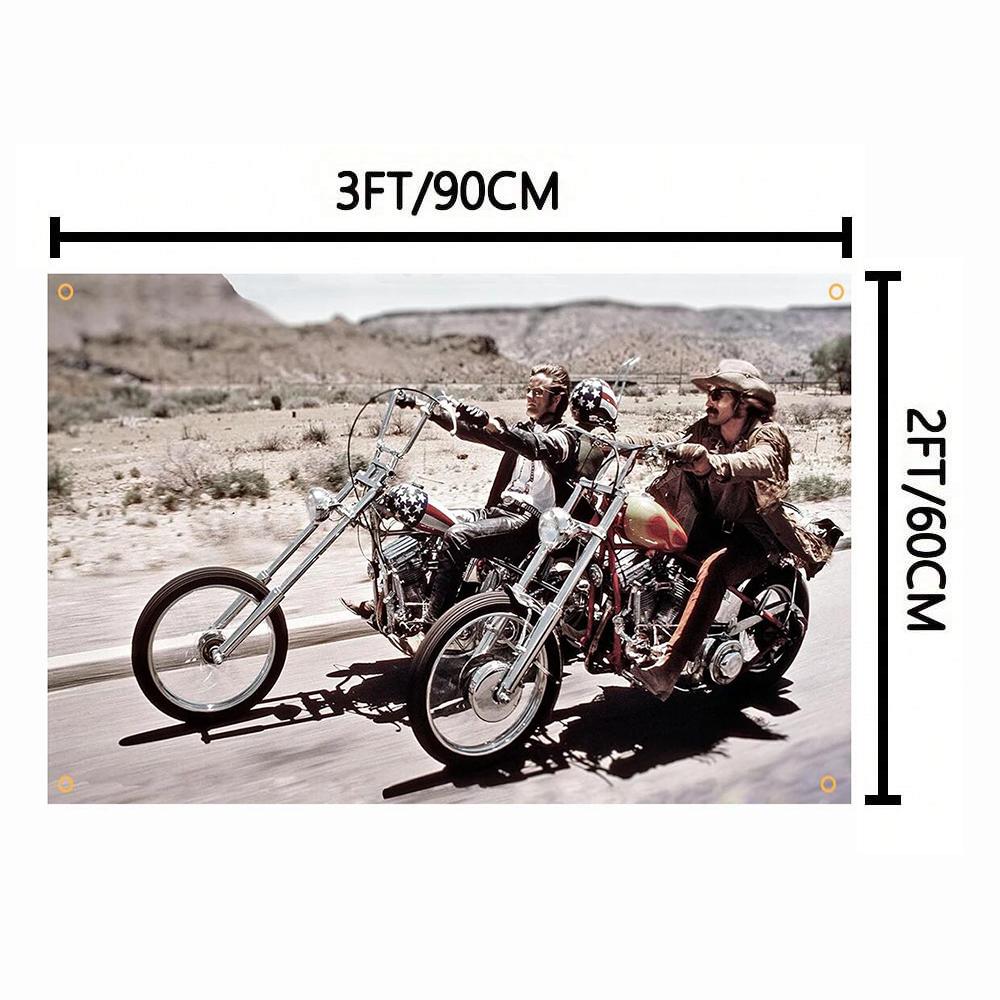 90X150CM Easy Motorcycle Riders Poster Flag Wall Hanging Tapestry Room Decor Double Penetration for Room Decor Dormitory Decor