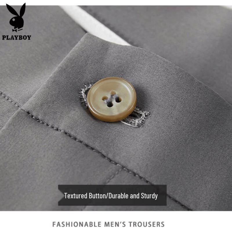 PLAYBOY Men's Silk Blend Cool Business Casual Cropped Trousers