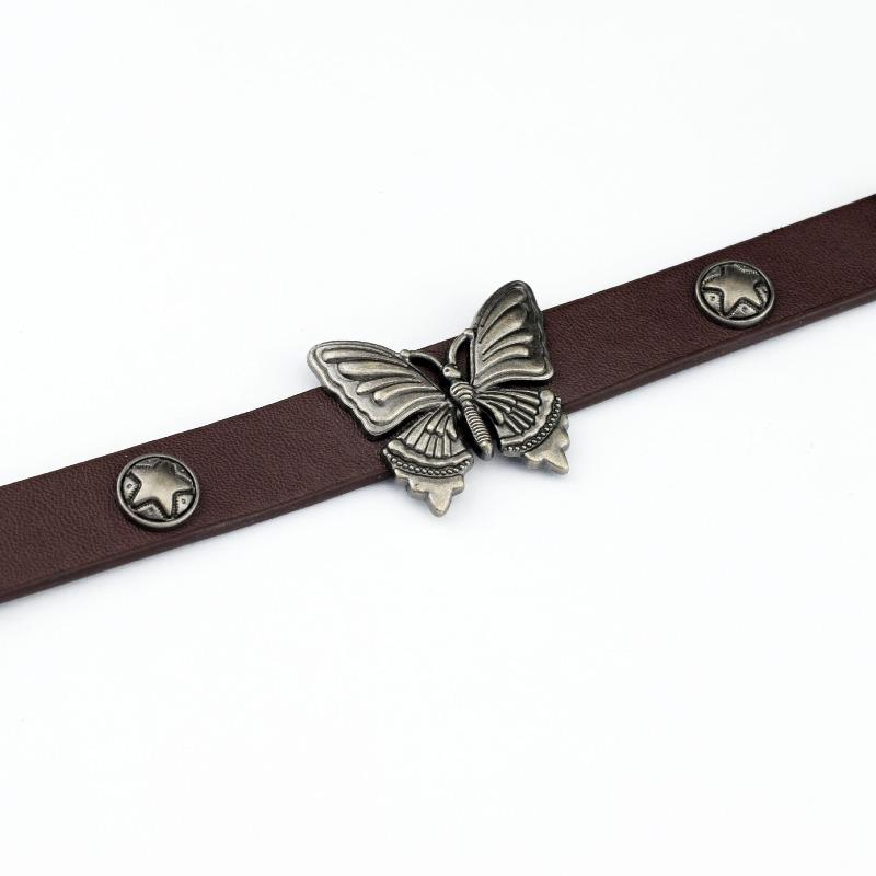Meier Vintage y2k butterfly leather necklace - subculture choker