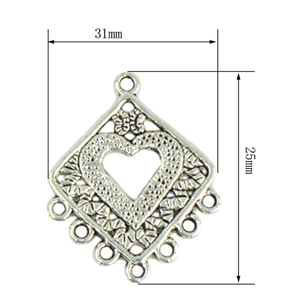 30 Pieces Heart Silver Charms Pendant Connectors DIY Crafts Jewelry Making