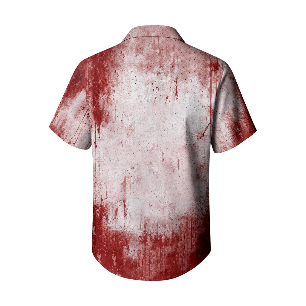 Men's Casual Short Sleeve Halloween Print Shirt for Everyday Wear