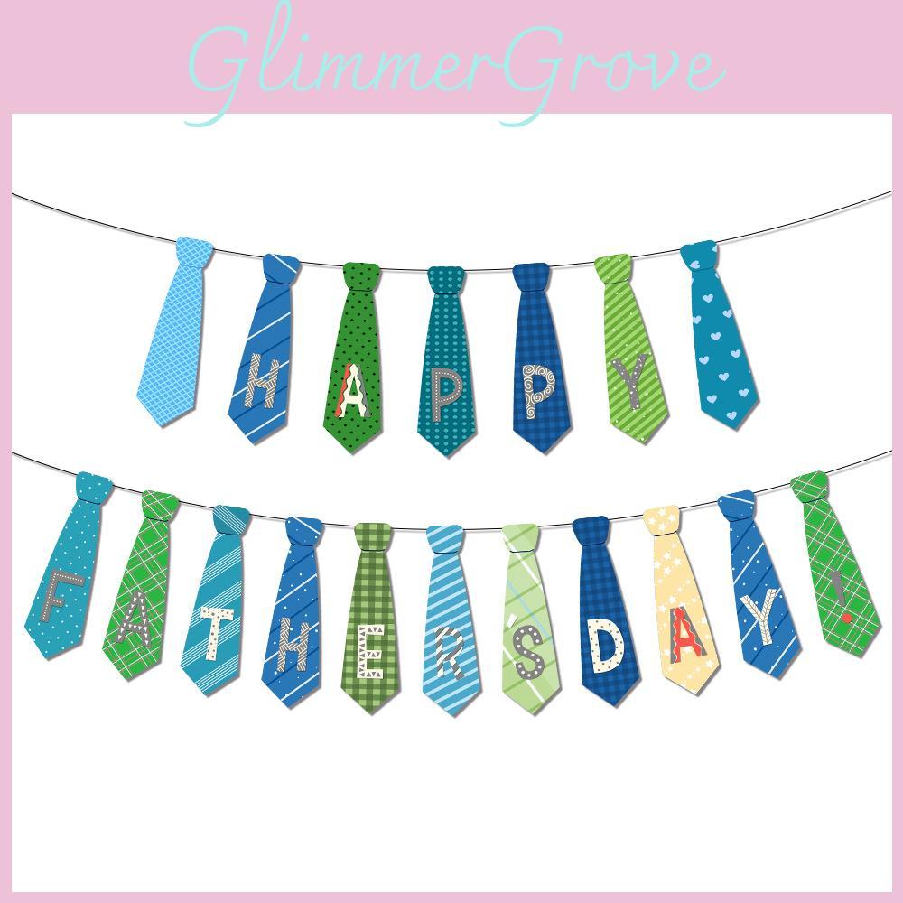 Day Father Themed Tie Patterns Banner Celebration Scene Props Decoration