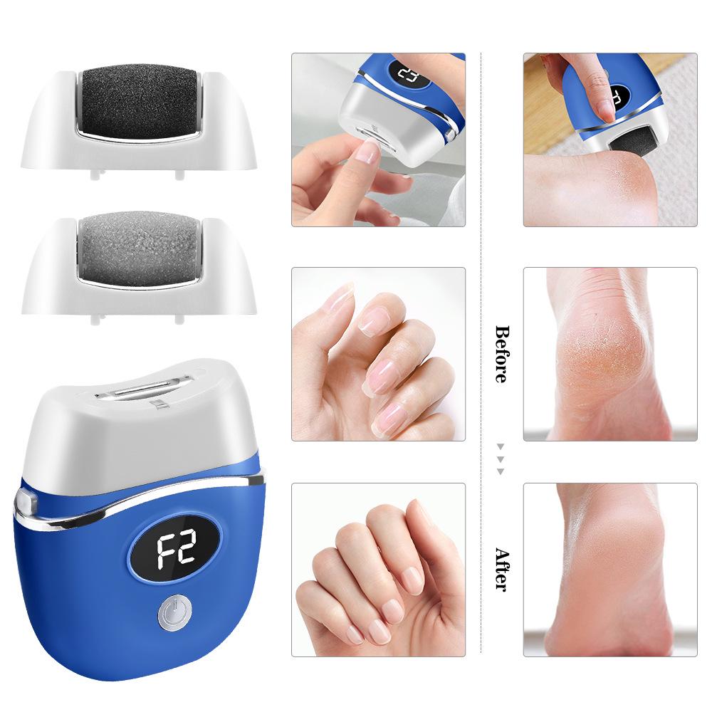 Rechargeable 2-Speed Electric Foot File with 2 Replacement Heads for Removing Dead Skin & Calluses