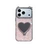 Heart-shaped Stand-Compatible iPhone Case with Inlaid Diamond Mirror and 3D Protective Design for iPhone 14-17