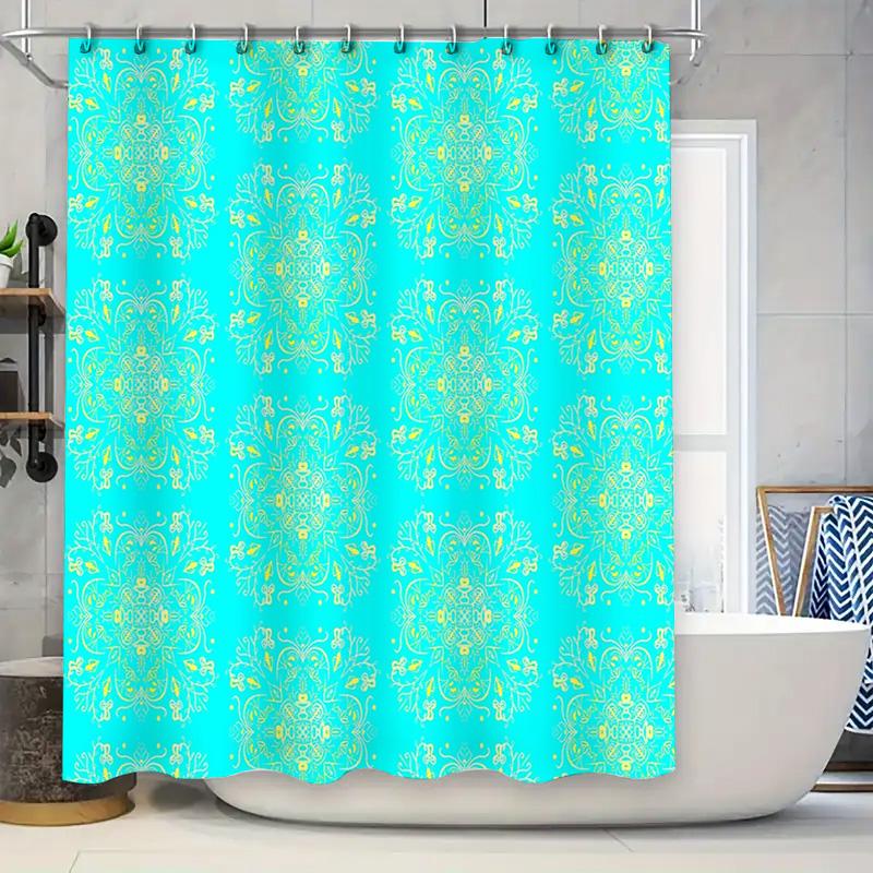 

Bathroom Shower Curtain Vintage Floral Waterproof Decor Farmhouse Rustic Linen Fabric Washable Modern Style W60H190(CM)-1 Pcs