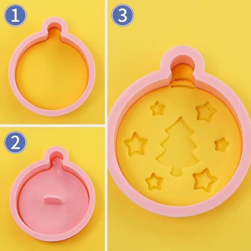 Christmas Cookie Cutter Set 8-Piece 3D Stamps Gingerbread Santa Tree Snowman Bells Snowflakes Baking Molds for Holiday Cookies