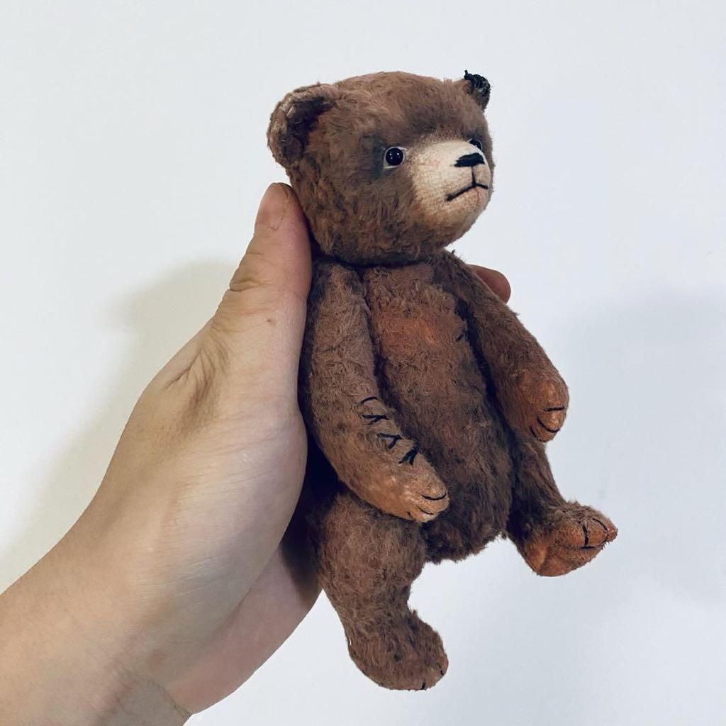 [USED] Teddy Bear, Handmade by an International Artist, Vintage-Style Dark Brown Bear