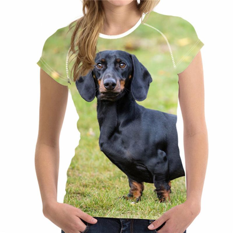 Módní tričko Ženy Roztomilé zvíře Psí 3D potisk Dívka/Dáma Trička Léto O Neck Krátký rukáv Oversized oblečení Top Žhavý výprodej