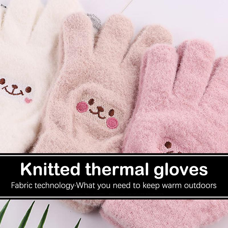 Smile Face Printing Gloves Mobile Phone Touchscreen Knitted Gloves Women Winter Thick Warm Adult Soft Mink Fluffy Gloves