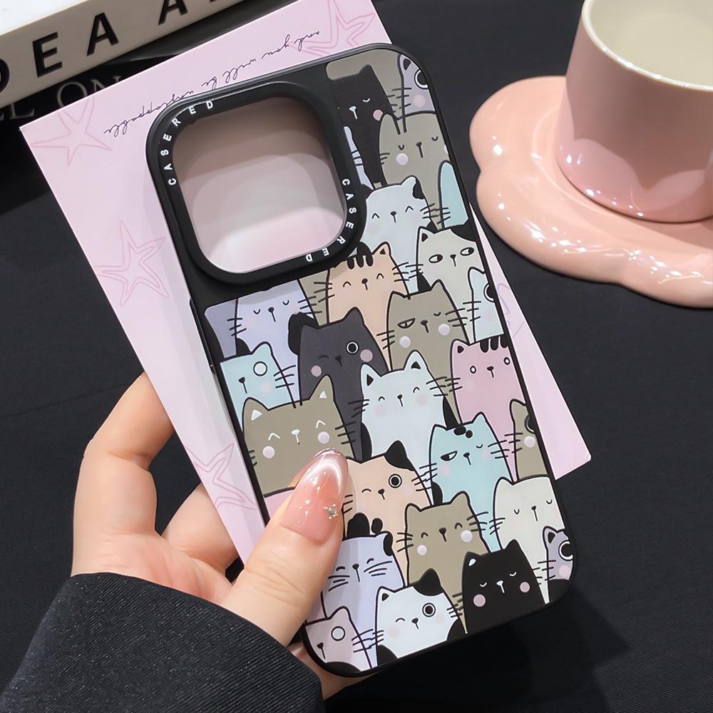 Apple 16/17Promax Mirror Cat Mobile Phone Case Is Suitable for the New iPhone13/14 Anti-drop 15 Protective Case.