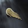 Female Fashion White Crystal Chain Brooches For Women Luxury Yellow Gold Color Alloy Tassels Brooch Safety Pins